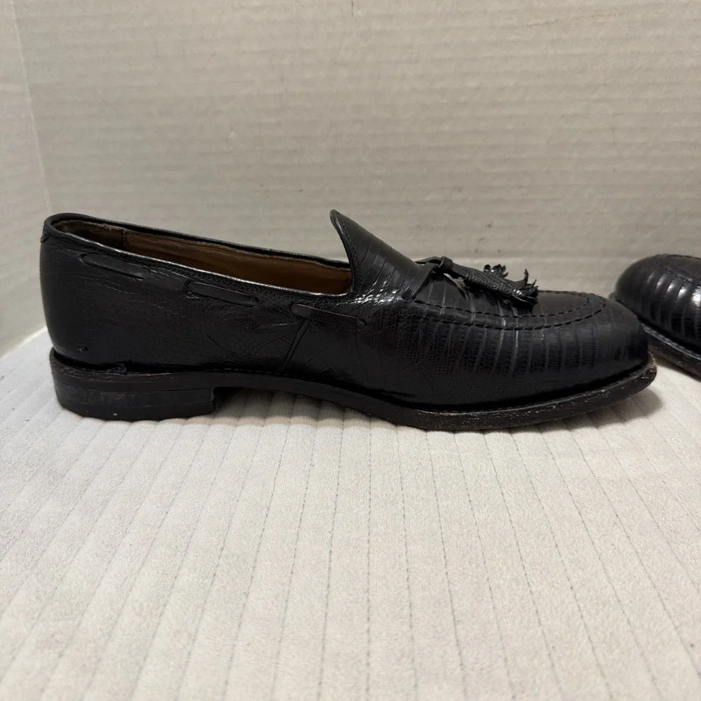 Mens FootJoy Lizard Skin Loafers Slip On Dress Shoes Mens Size 9.5D Black